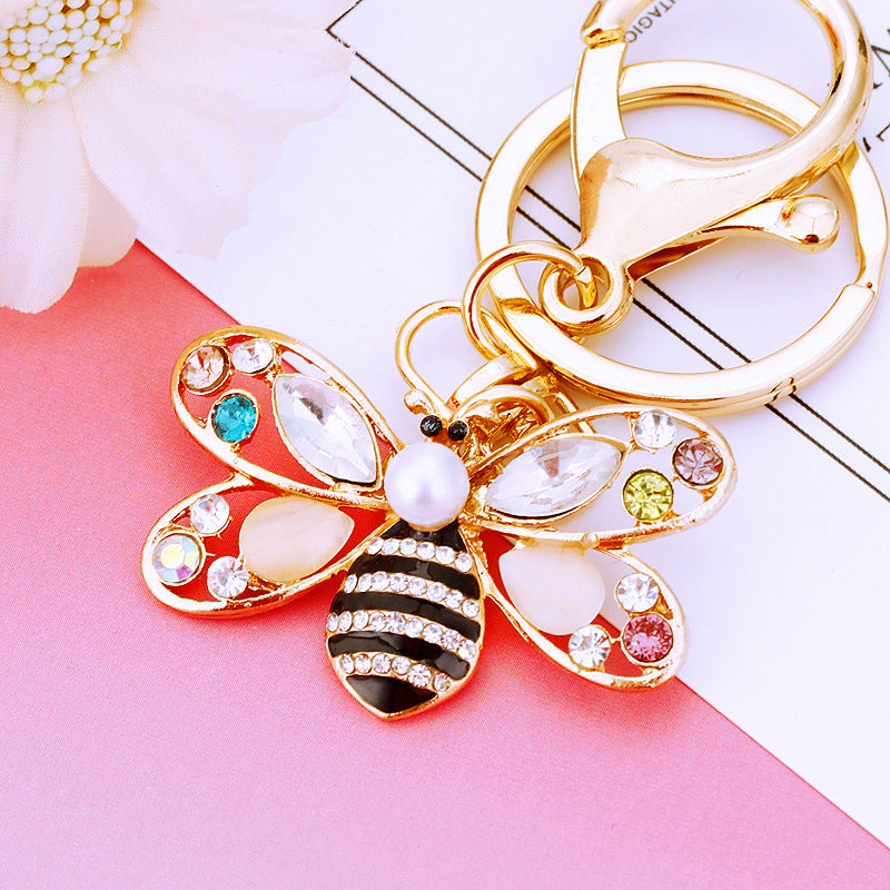 Wholesale Diamond-encrusted bee insect car key chain